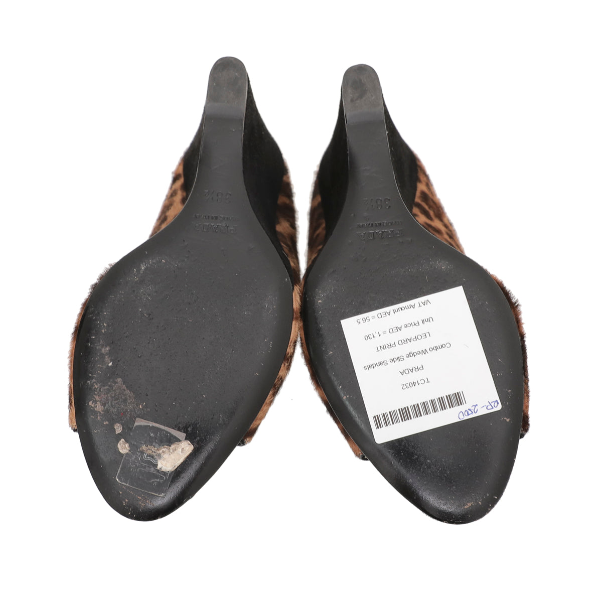 Prada Leopard Print Combo Wedge Slide Sandals 38.5-Prada-THE CLOSET