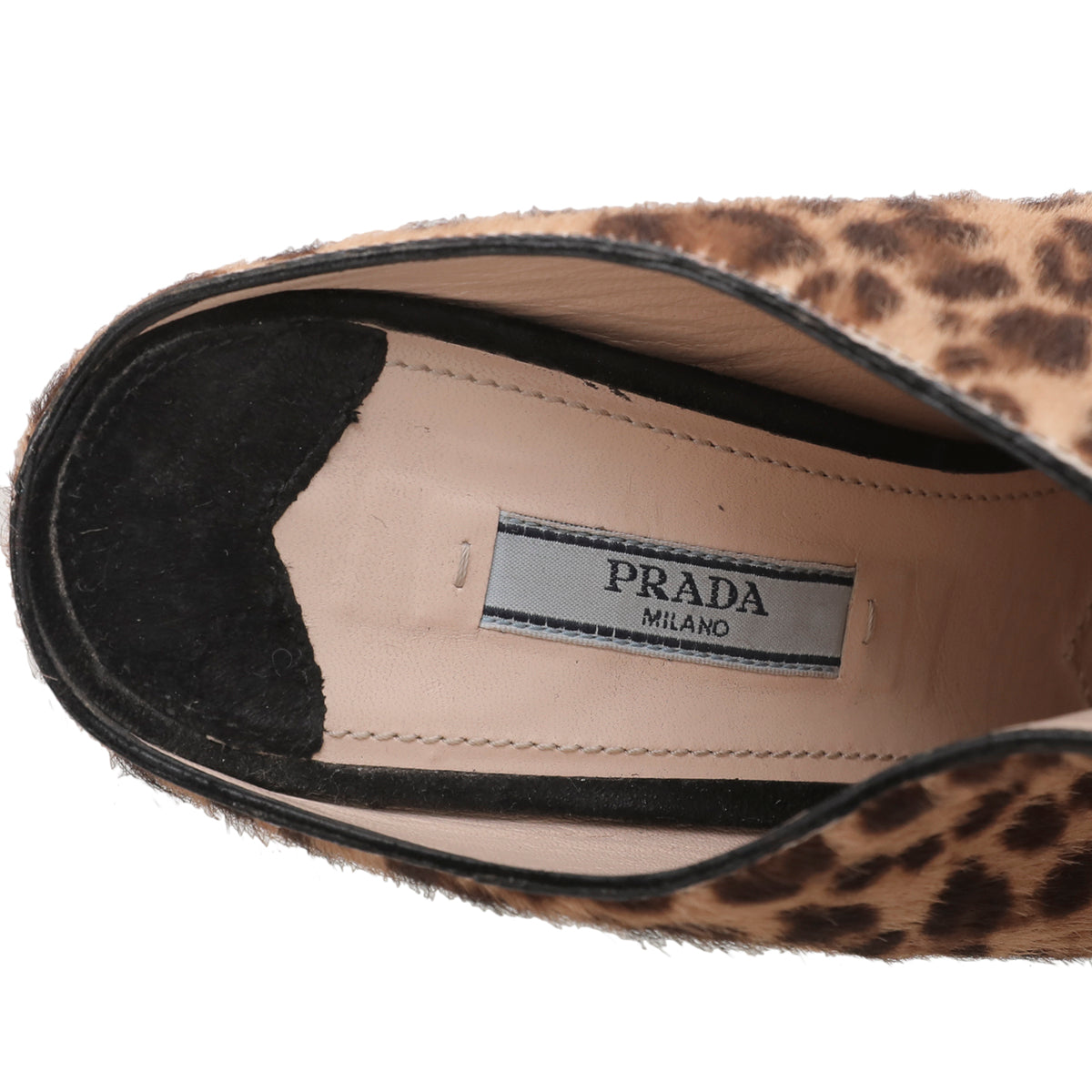 Prada Leopard Print Combo Wedge Slide Sandals 38.5
