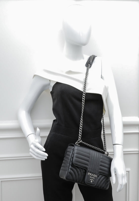 Prada Black Diagramme Flap Bag