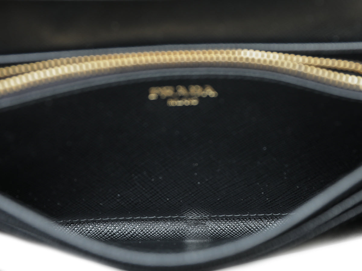 Prada Black Flap Wallet w- Detachable Card Holder-Prada-THE CLOSET