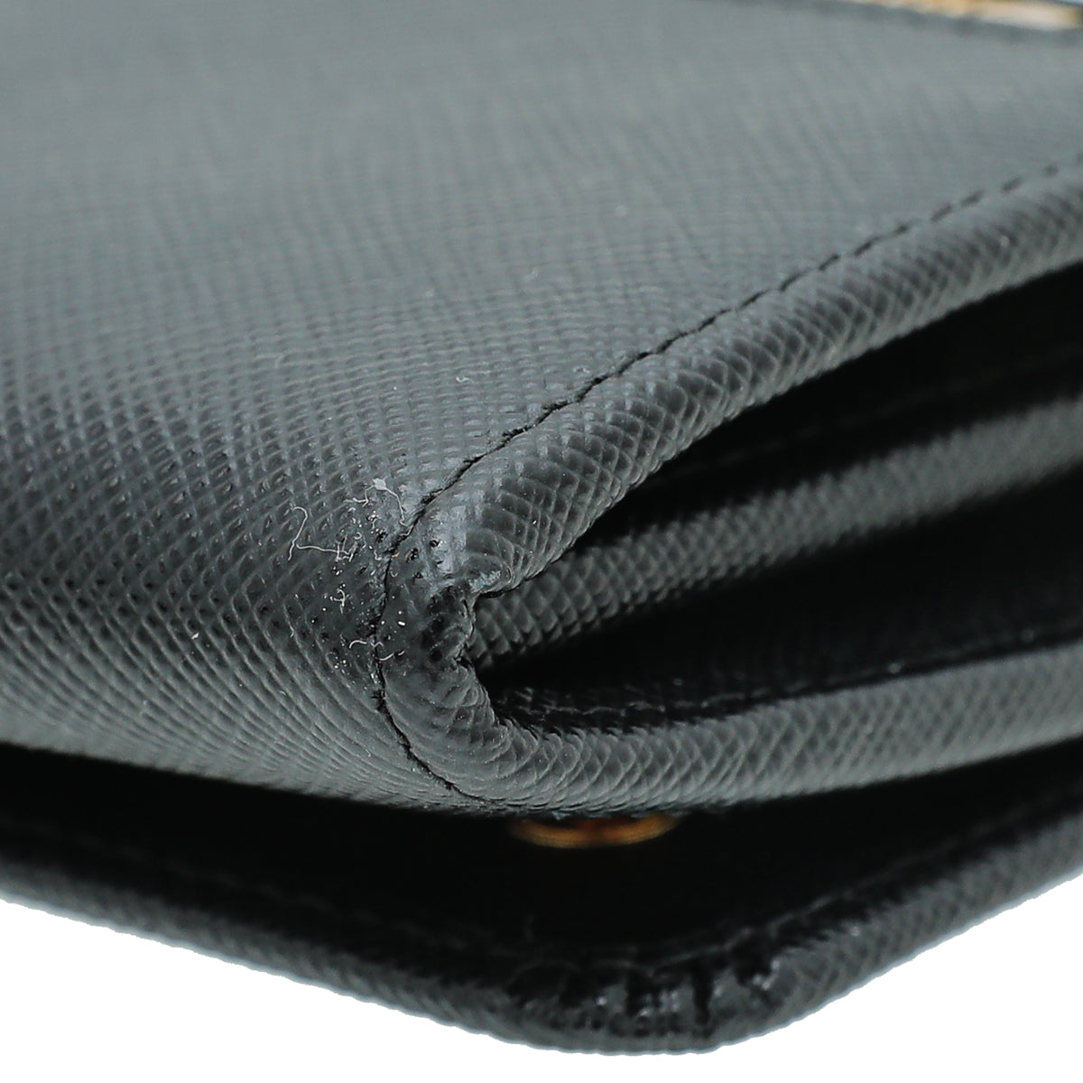 Prada Black Flap Wallet w- Detachable Card Holder-Prada-THE CLOSET