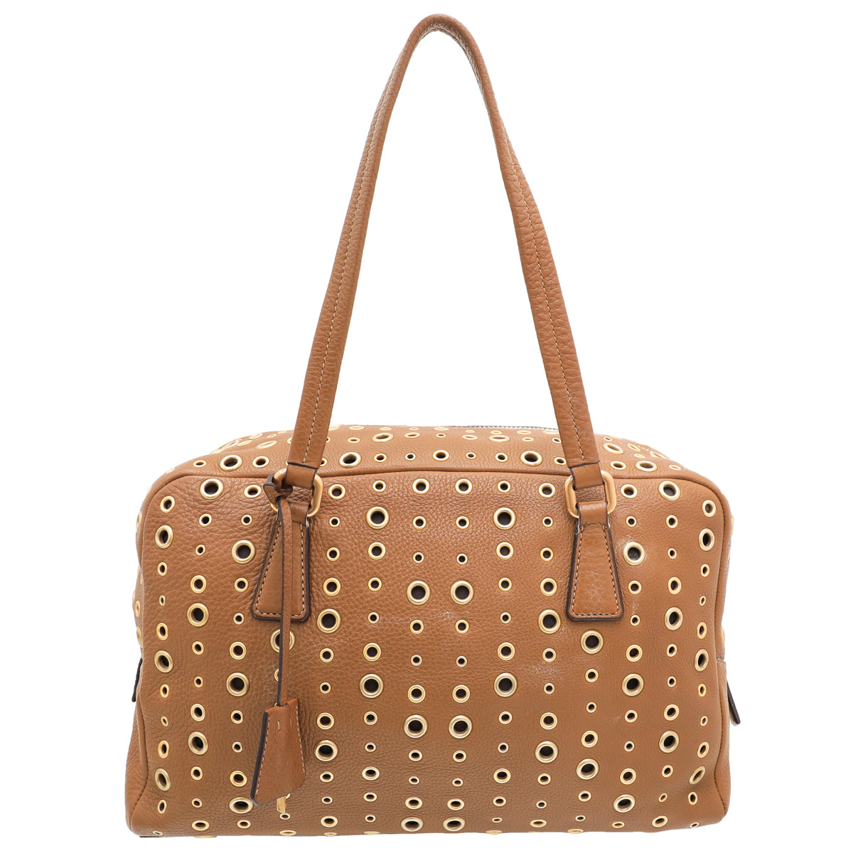 Prada Brown Grommet Bauletto Bag - Main Image