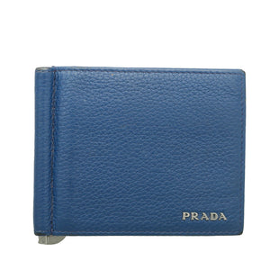 برادا الأزرق مقطع مشبك bifold محفظة