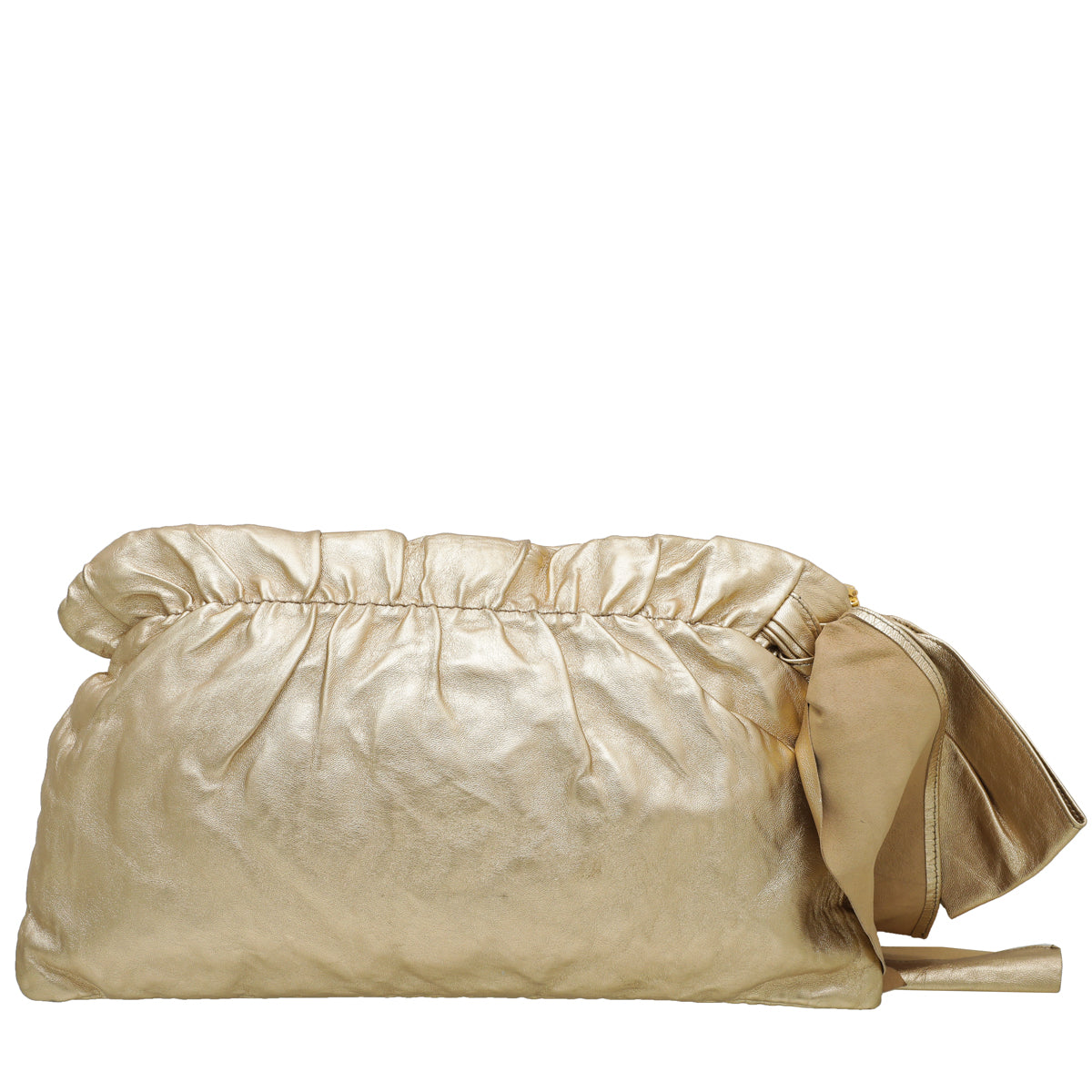 Prada Gold Nappa Bow Clutch Bag