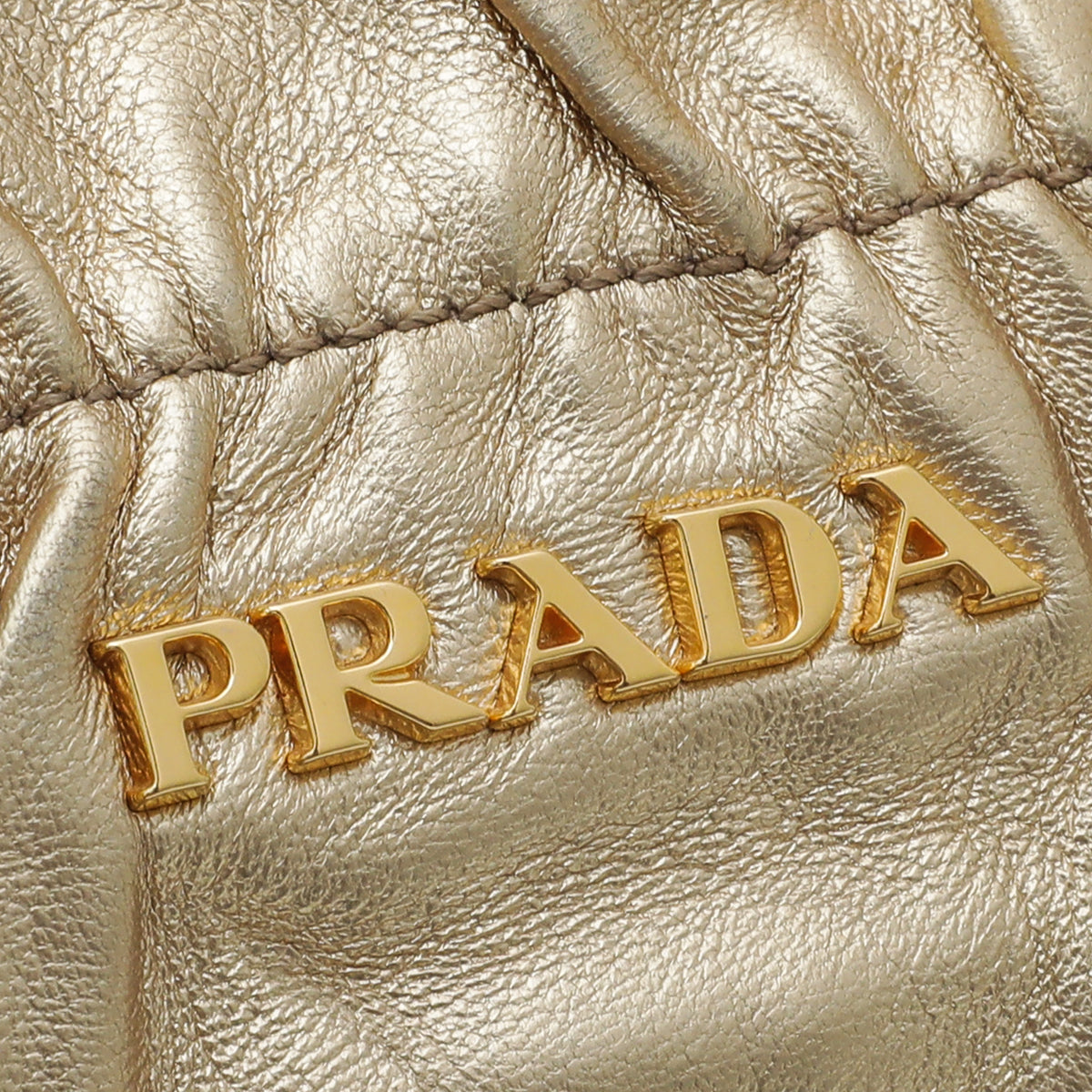 Prada Gold Nappa Bow Clutch Bag