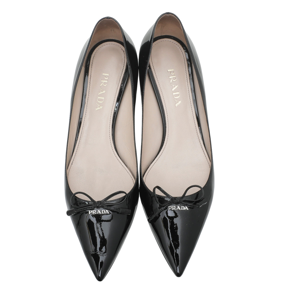 Prada Black Pointed Bow Low Heels Pumps 38.5-Prada-THE CLOSET