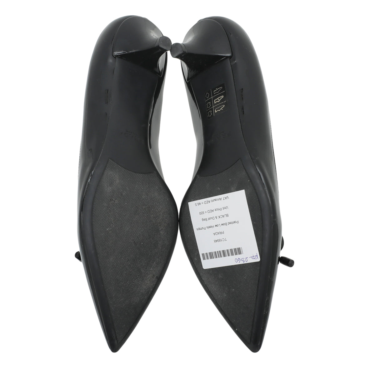 Prada Black Pointed Bow Low Heels Pumps 38.5-Prada-THE CLOSET