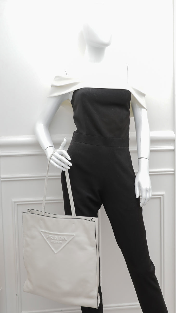 Prada Bianco Prada Logo Tote Bag-Prada-THE CLOSET