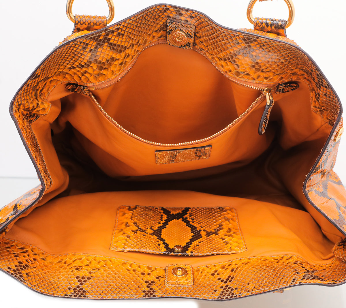 Prada Mustard Yellow Python Shopping Tote Bag-Prada-THE CLOSET