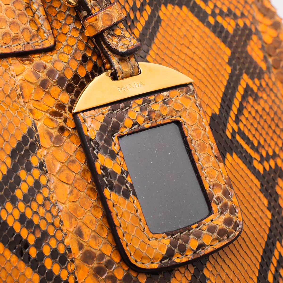 Prada Mustard Yellow Python Shopping Tote Bag-Prada-THE CLOSET