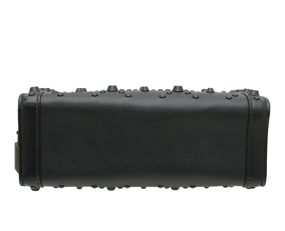 Prada Nero Saffiano City Esplanade Studs Bag-Prada-THE CLOSET
