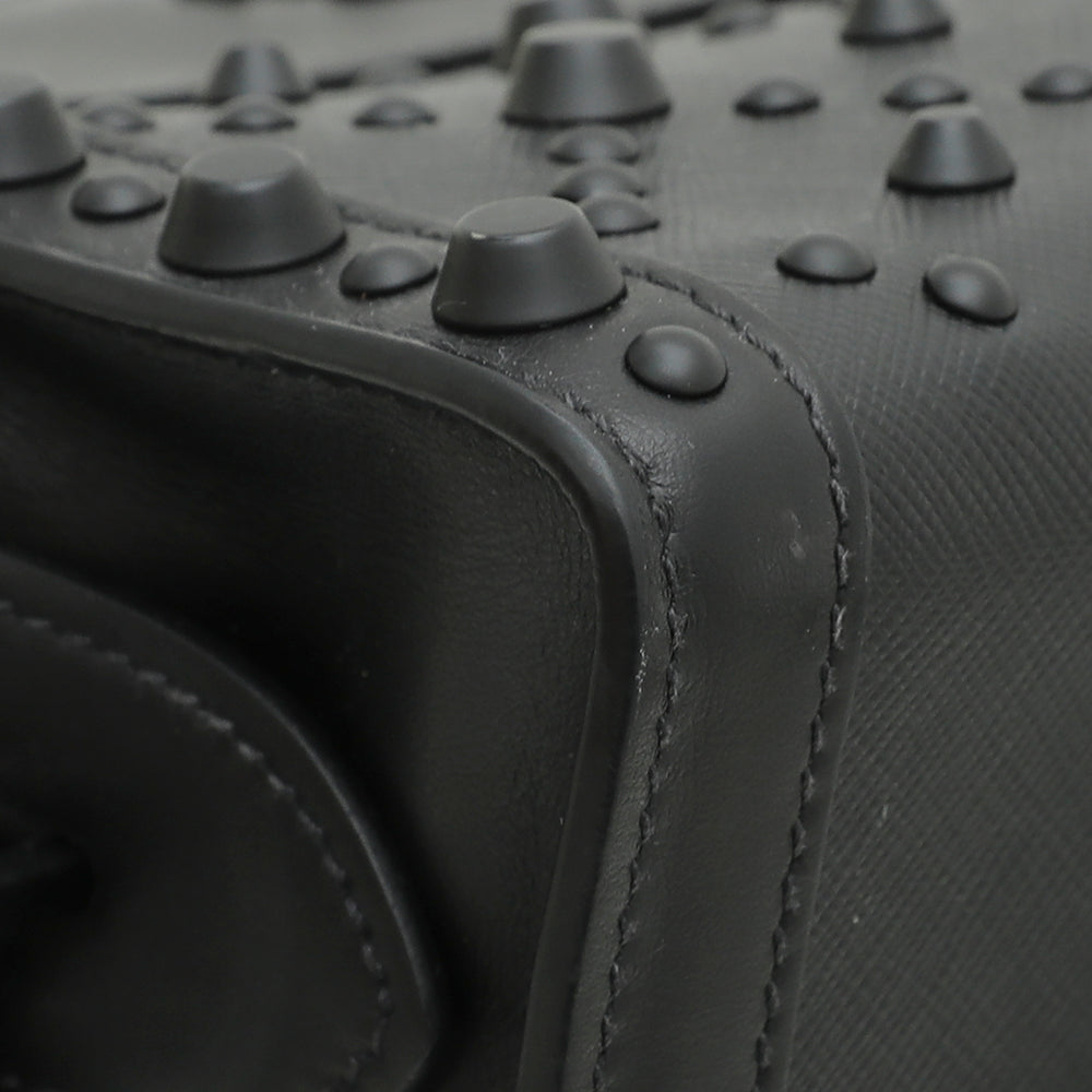 Prada Nero Saffiano City Esplanade Studs Bag-Prada-THE CLOSET