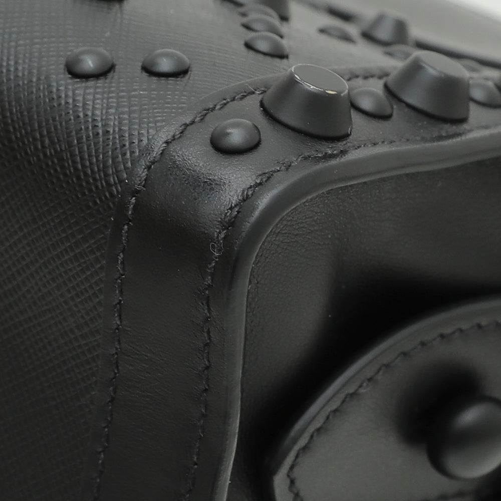 Prada Nero Saffiano City Esplanade Studs Bag-Prada-THE CLOSET