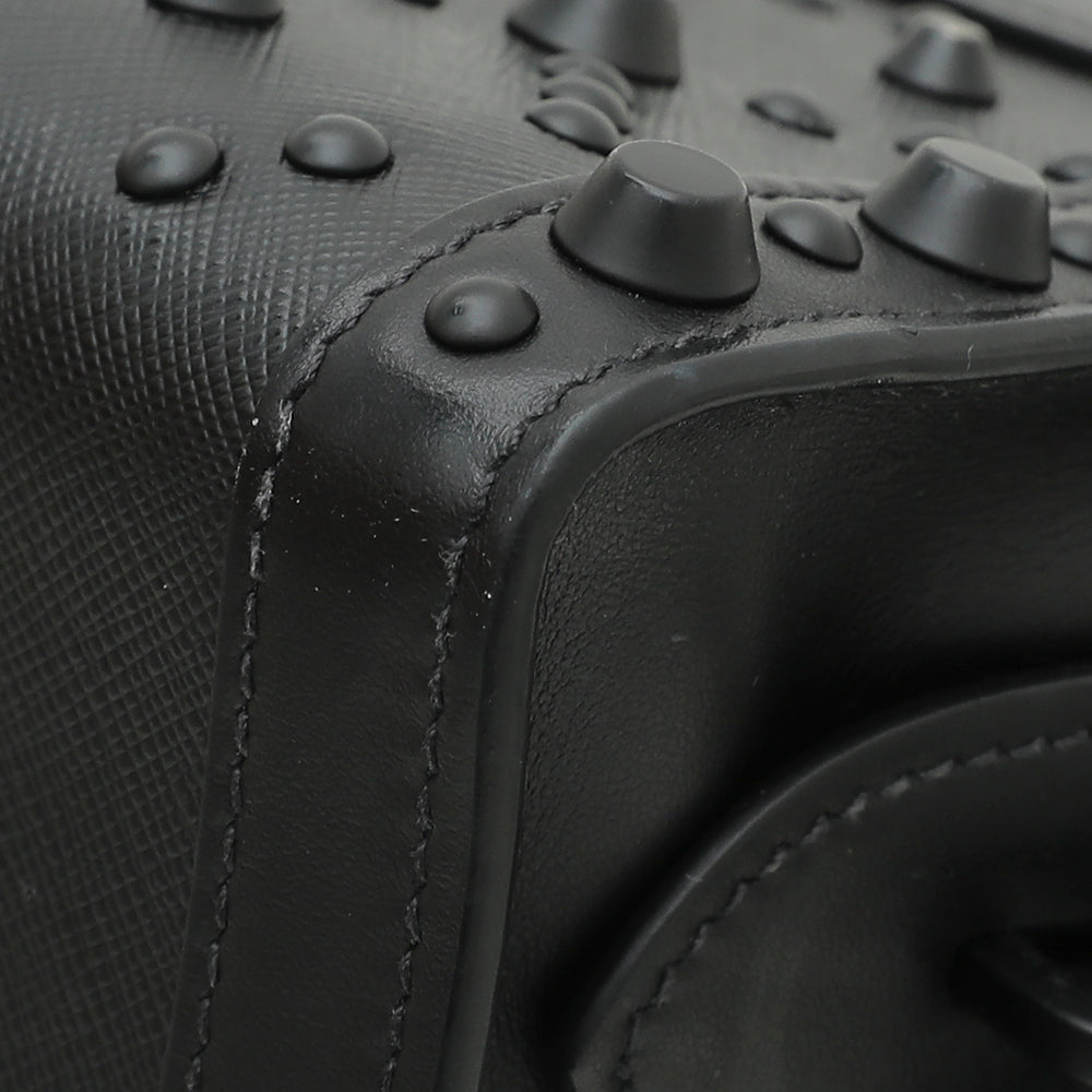 Prada Nero Saffiano City Esplanade Studs Bag-Prada-THE CLOSET