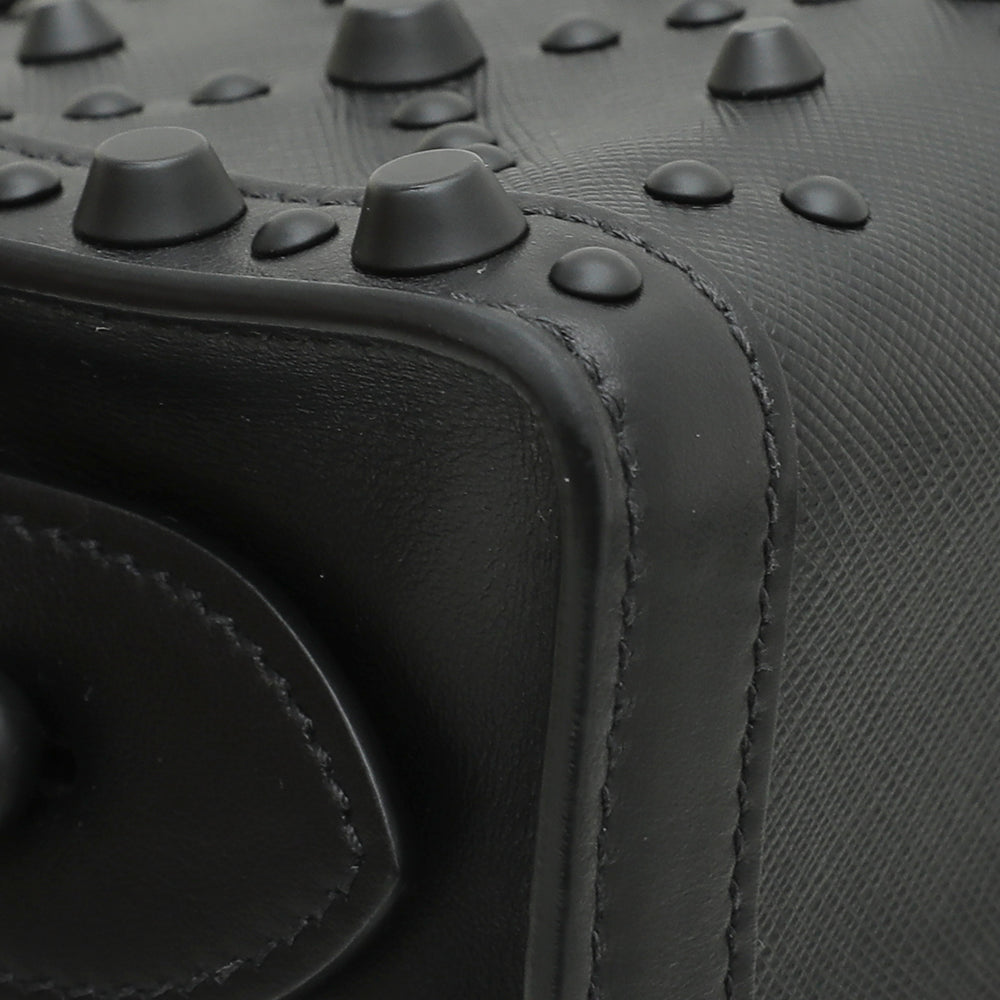 Prada Nero Saffiano City Esplanade Studs Bag-Prada-THE CLOSET