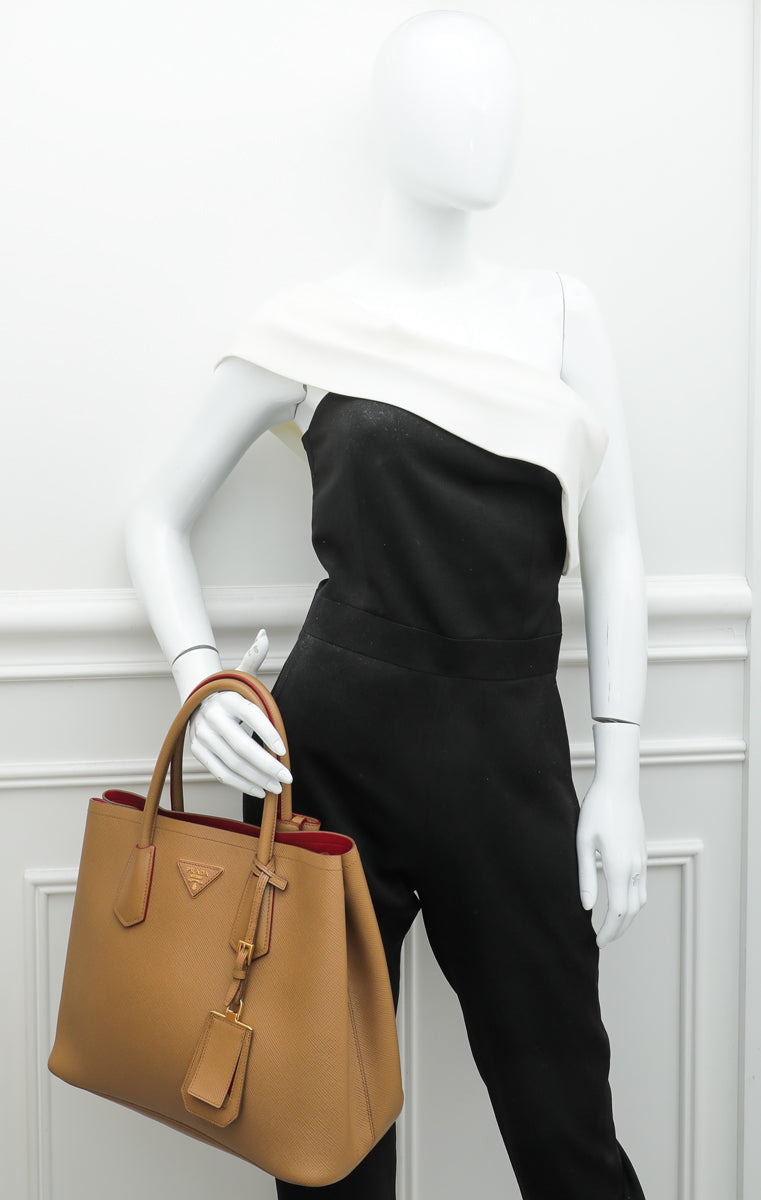 Prada Caramel Cuir Double Medium Bag-Prada-THE CLOSET