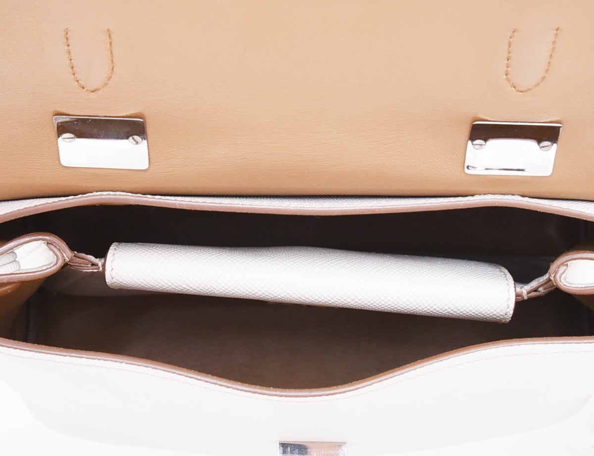 Prada Off White Cuir Double Turn Lock Satchel Bag-Prada-THE CLOSET