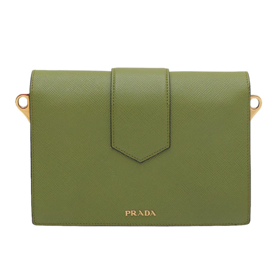 Prada Military Green Cuir Envelope Crossbody Bag