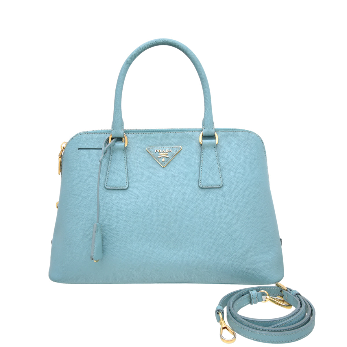 Prada Blue Saffiano Lux Promenade Satchel Turquoise Leather Pony-style  calfskin ref.1020666 - Joli Closet