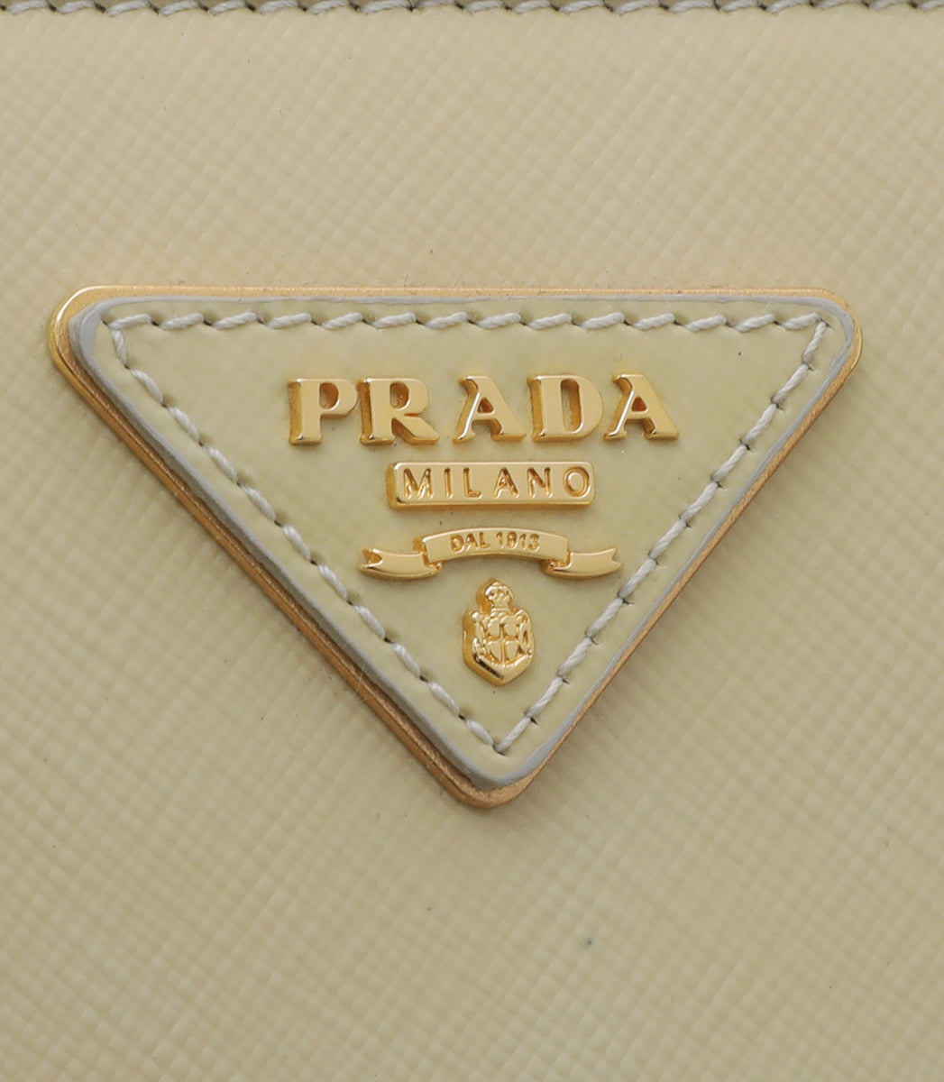 Prada Light Yellow Vernis Open Promenade Satchel Bag-Prada-THE CLOSET