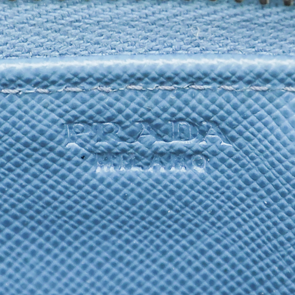 Prada Blue Saffiano Zip Around Wallet-Prada-THE CLOSET
