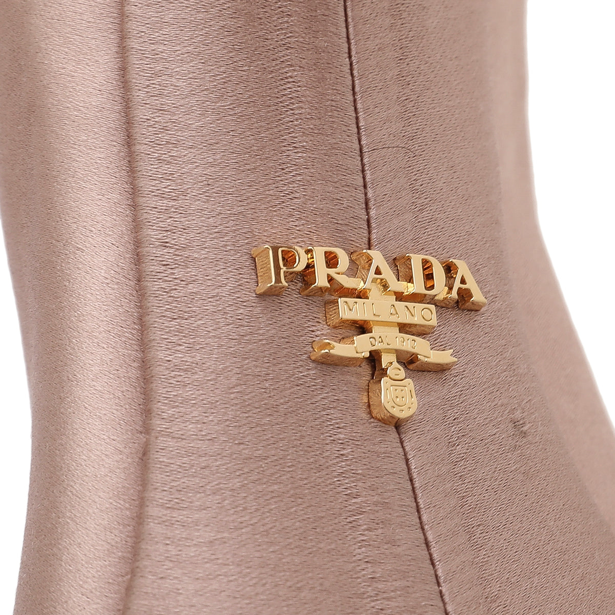 Prada Metallic Nude Peach Satin Bow Detail Peep Toe Platform 130MM Pumps 40-Prada-THE CLOSET