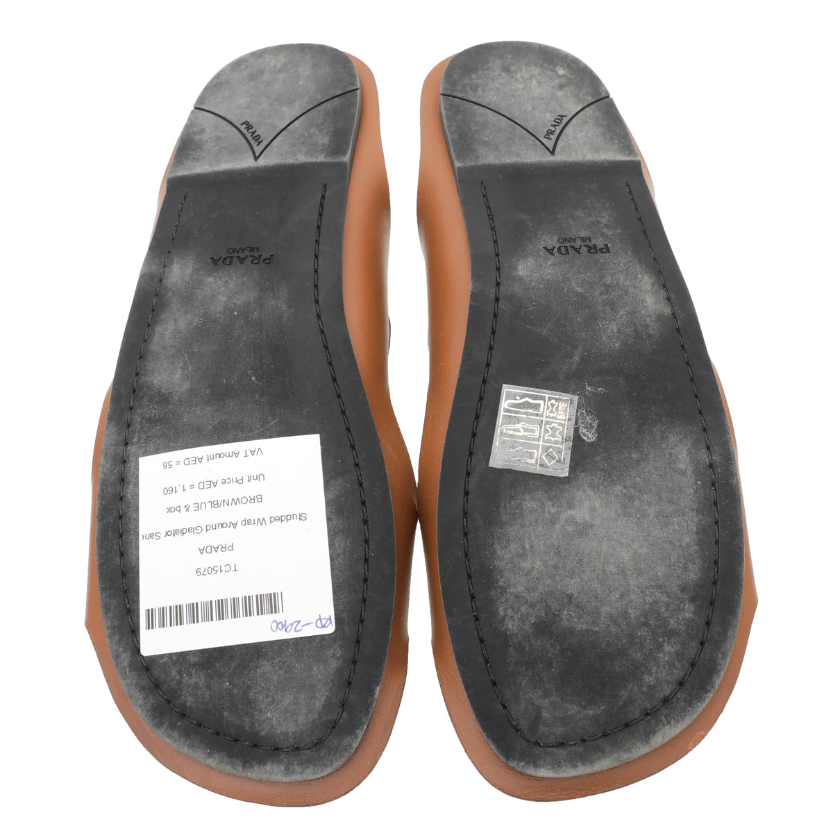 Prada Bicolor Studded Wrap Around Gladiator Sandals 36-Prada-THE CLOSET