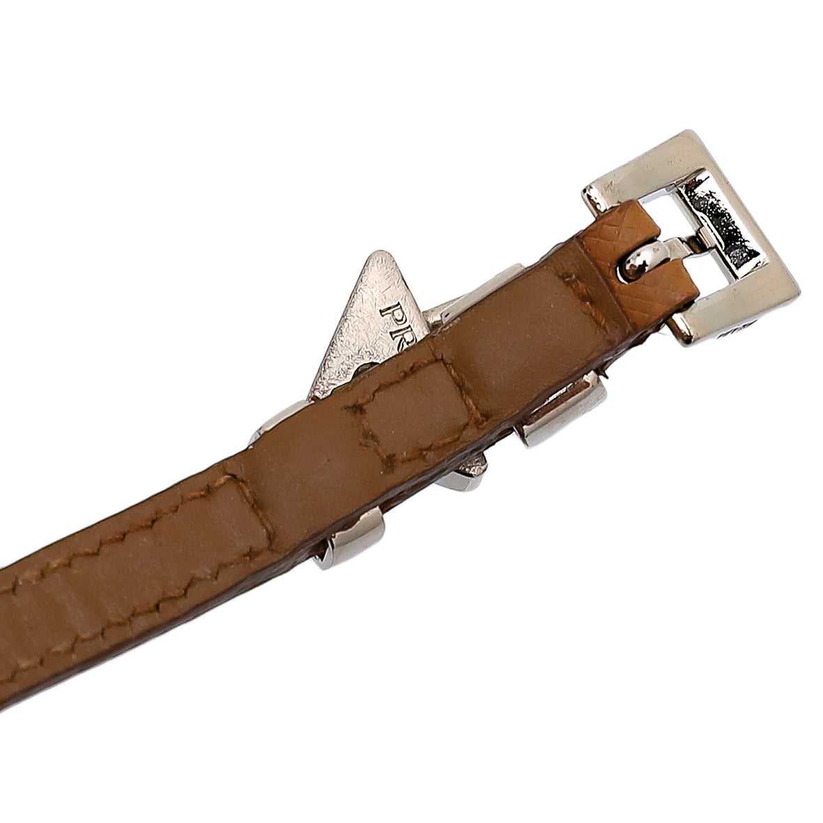 Prada Brown Triangle Padlock Double Wrap Bracelet