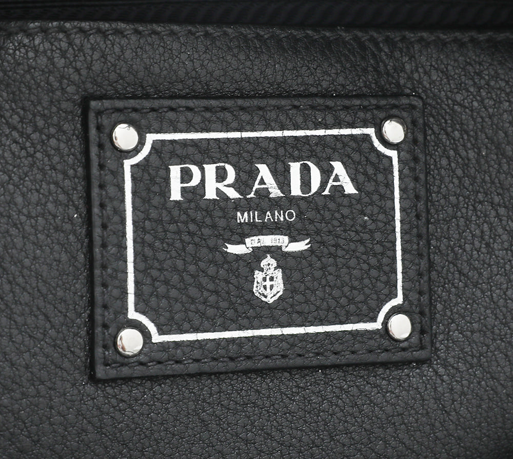 Prada Black Vitello Daino Bauletto Bag-Prada-THE CLOSET