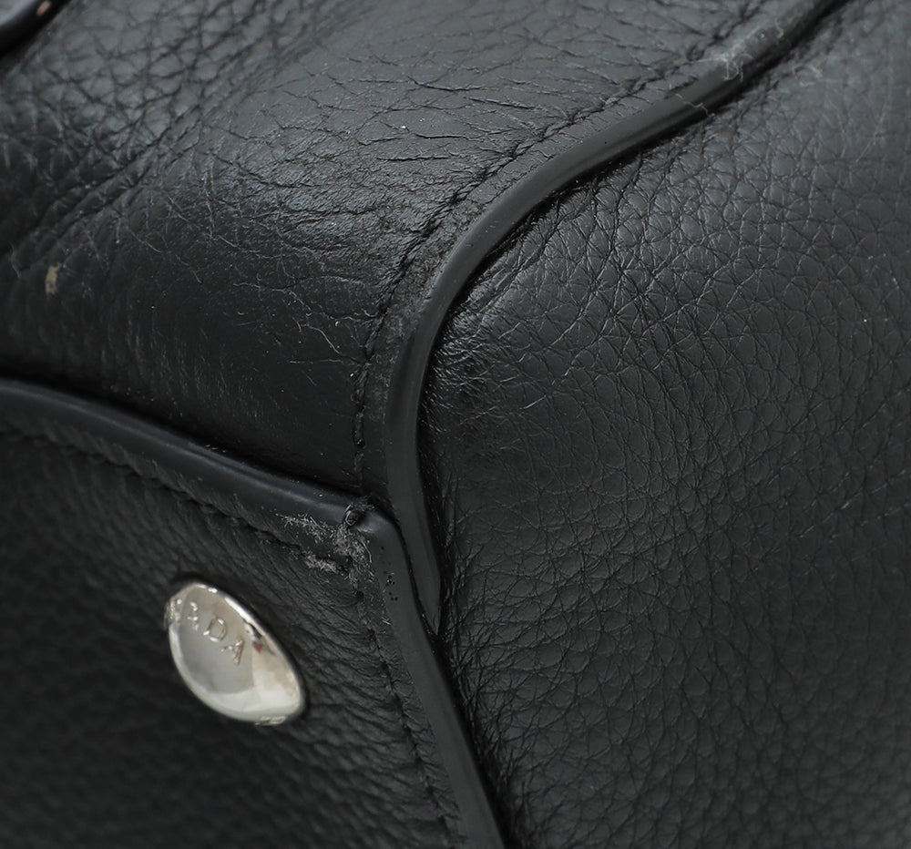 Prada Black Vitello Daino Bauletto Bag-Prada-THE CLOSET