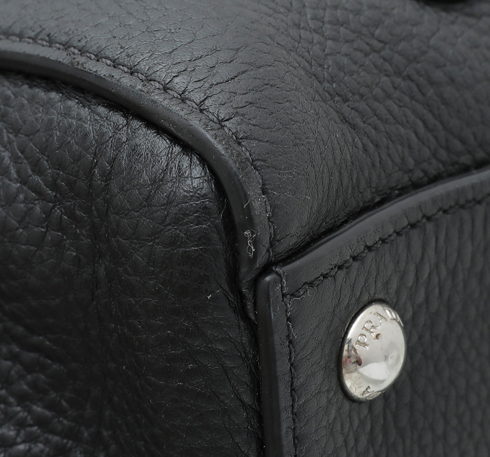 Prada Black Vitello Daino Bauletto Bag-Prada-THE CLOSET