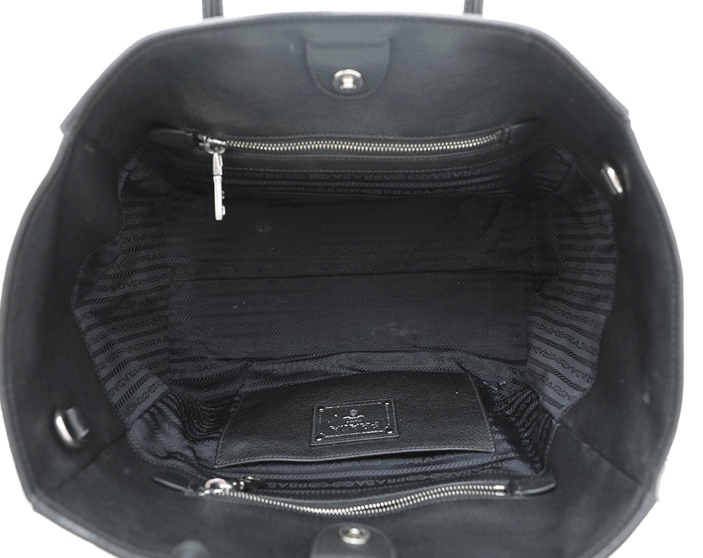 Prada Black Vitello Daino Bauletto Bag-Prada-THE CLOSET