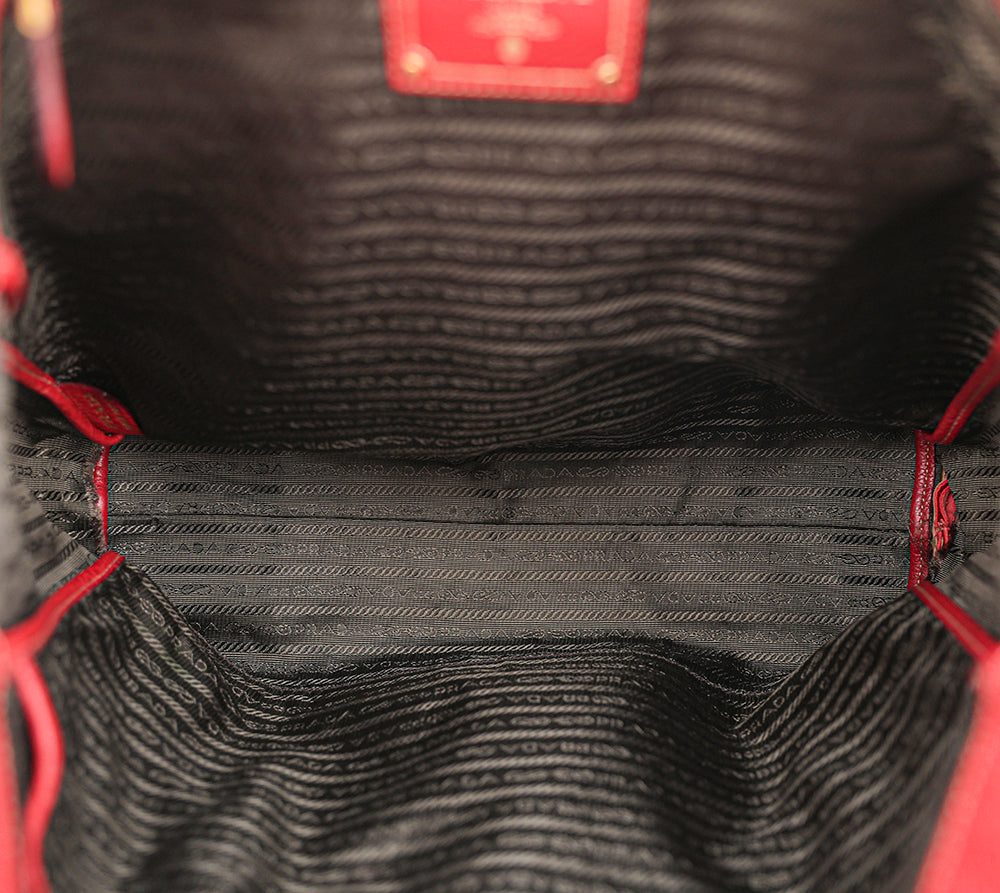 Prada Red Vitello Daino Vertical Convertible Tote Bag-Prada-THE CLOSET