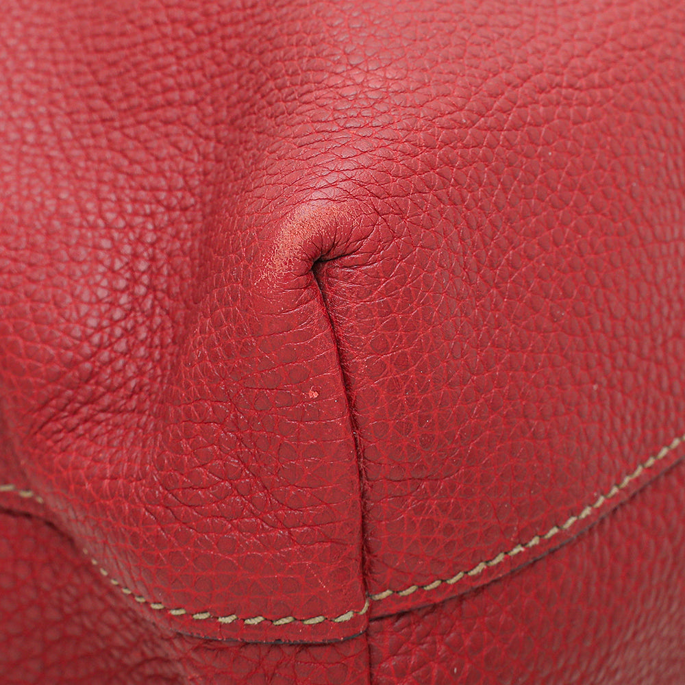 Prada Red Vitello Daino Vertical Convertible Tote Bag-Prada-THE CLOSET