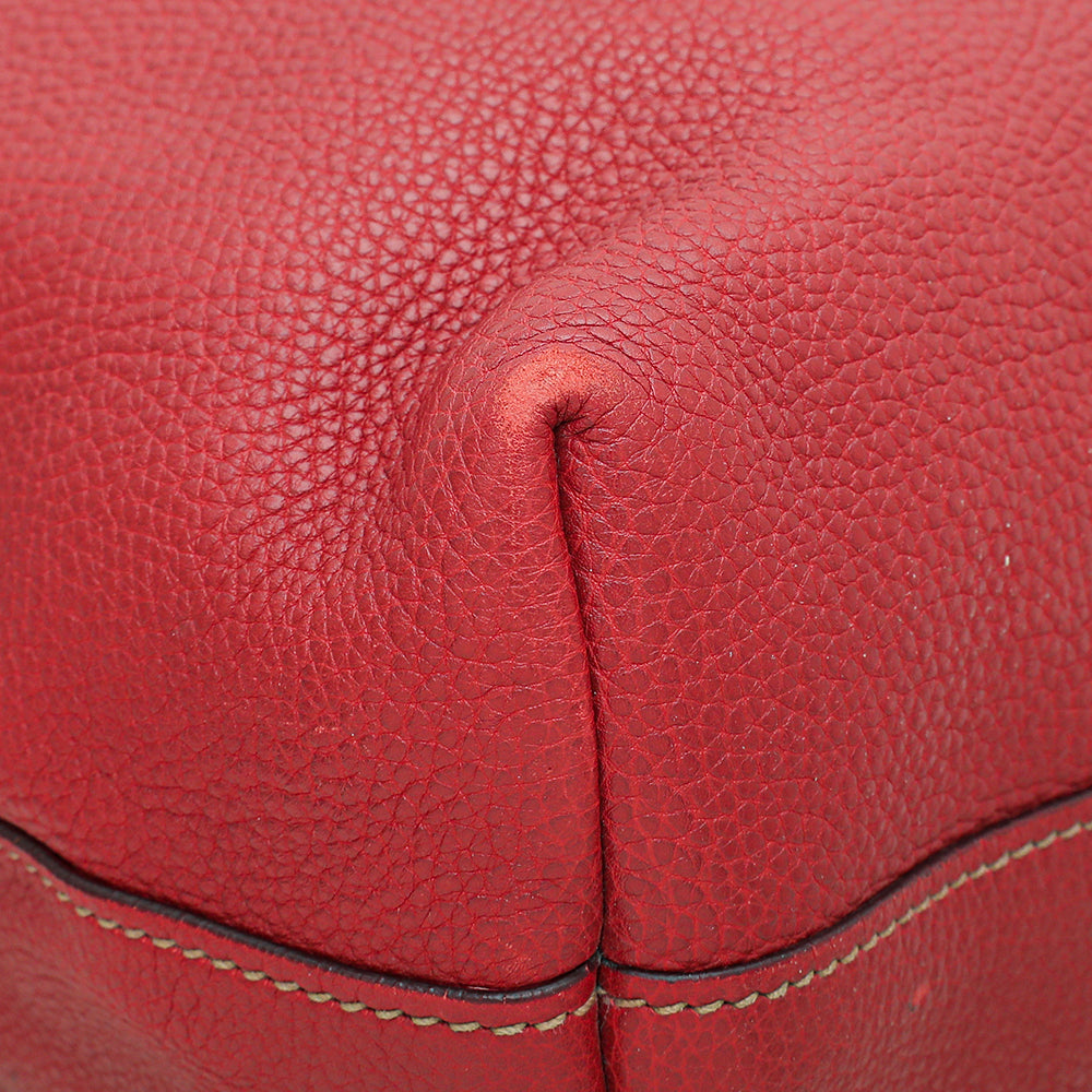 Prada Red Vitello Daino Vertical Convertible Tote Bag-Prada-THE CLOSET