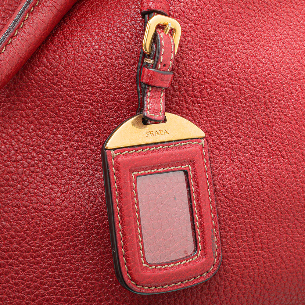 Prada Red Vitello Daino Vertical Convertible Tote Bag-Prada-THE CLOSET