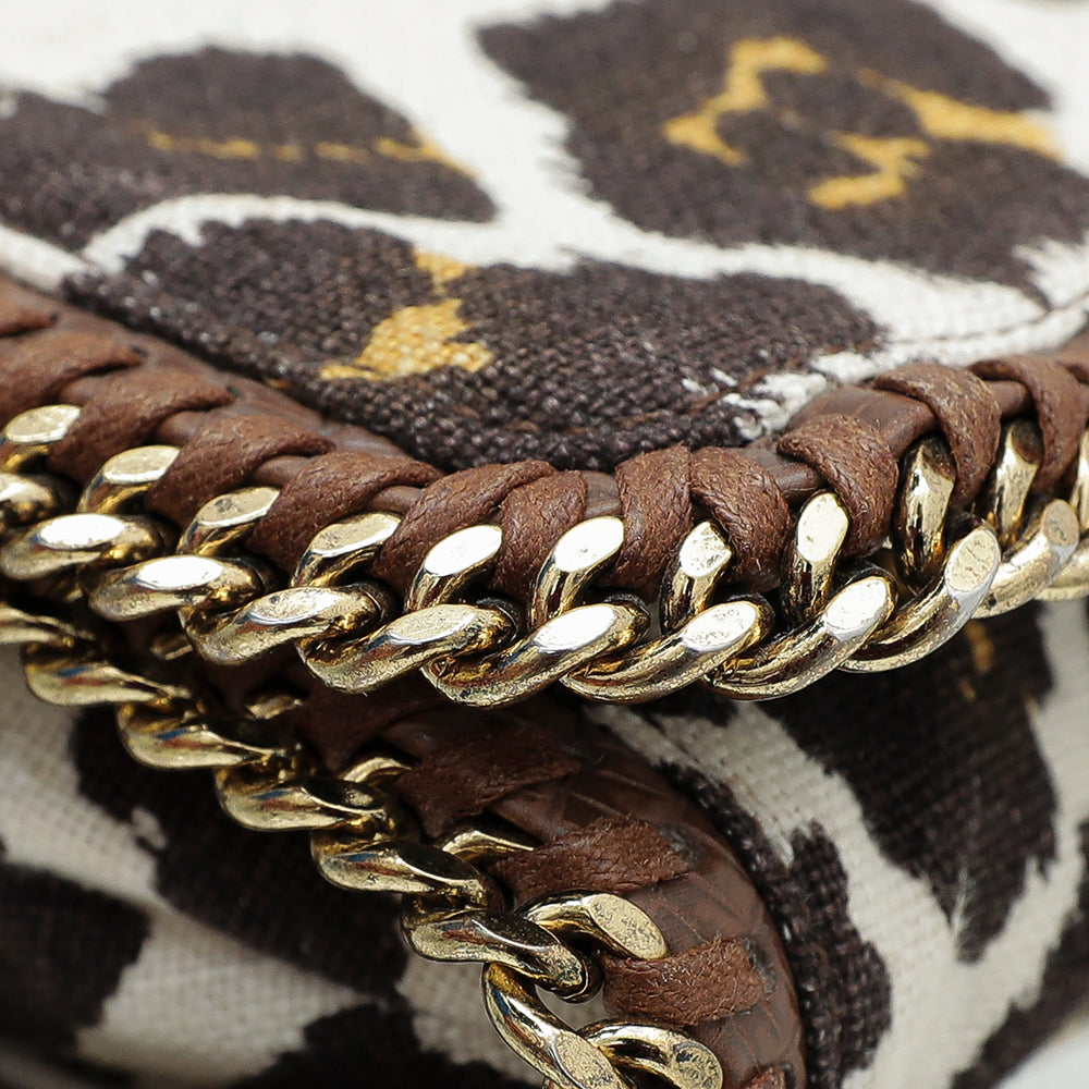 Stella McCartney Brown Leopard Print Chain Clutch-Stella Mccartney-THE CLOSET