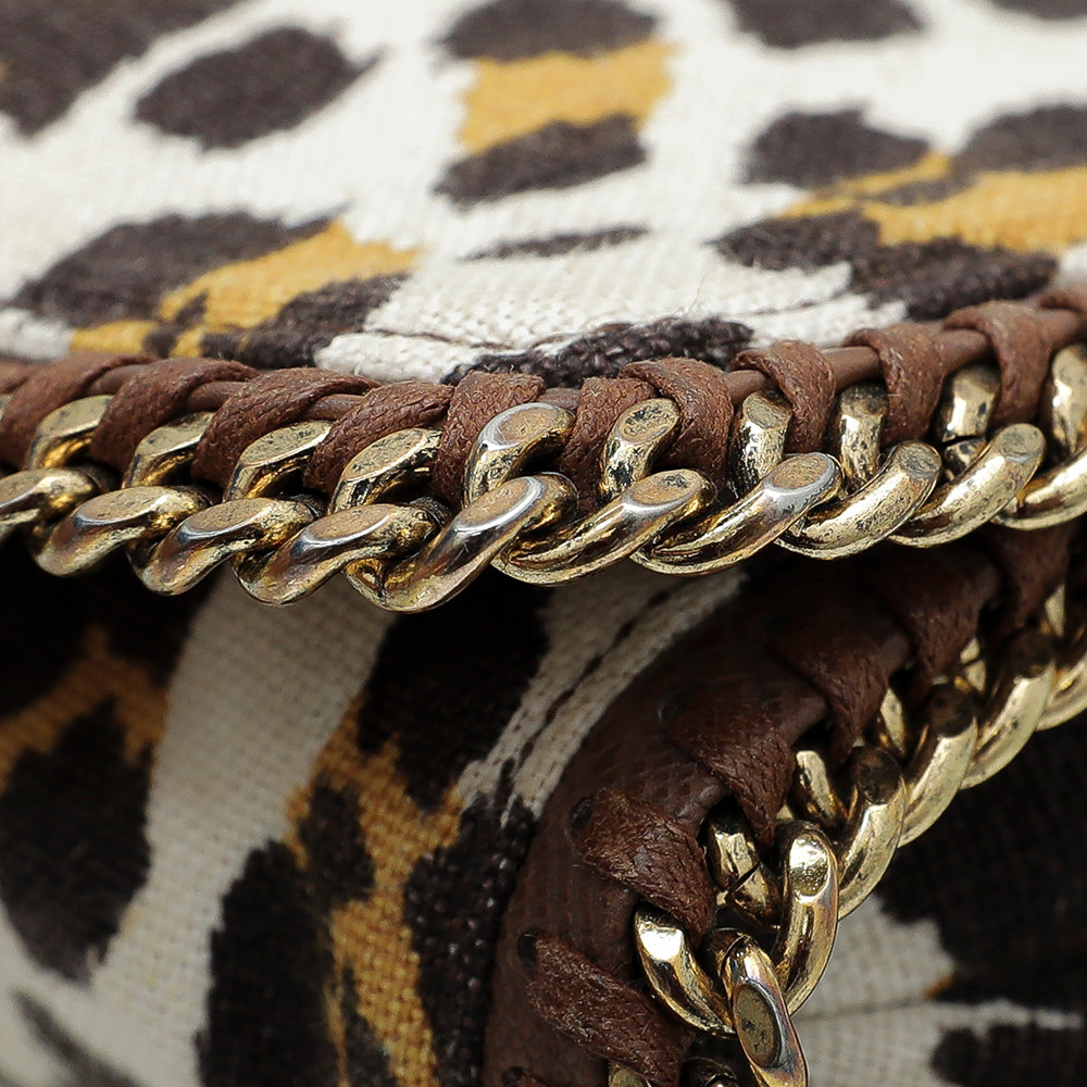 Stella McCartney Brown Leopard Print Chain Clutch-Stella Mccartney-THE CLOSET