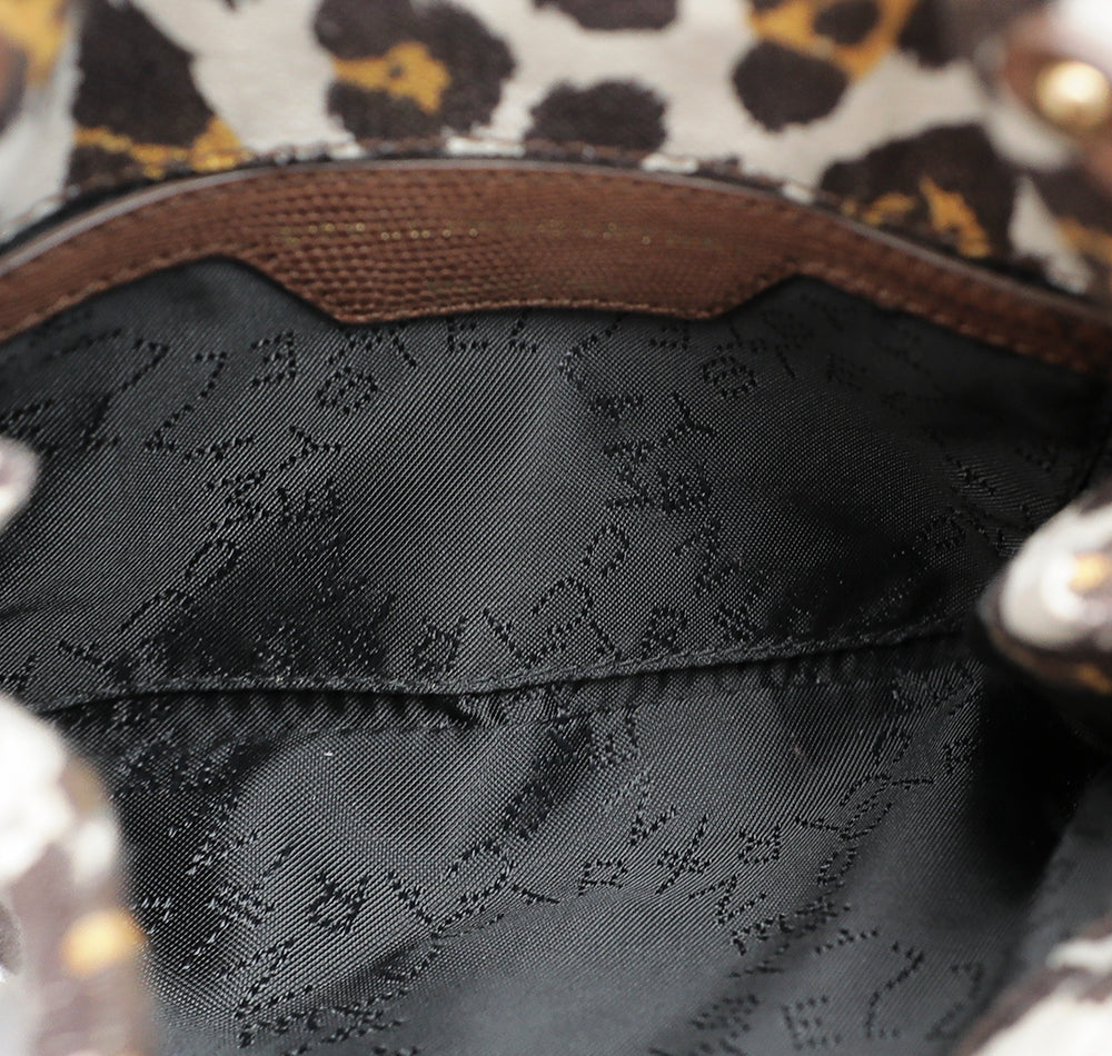 Stella McCartney Brown Leopard Print Chain Clutch-Stella Mccartney-THE CLOSET