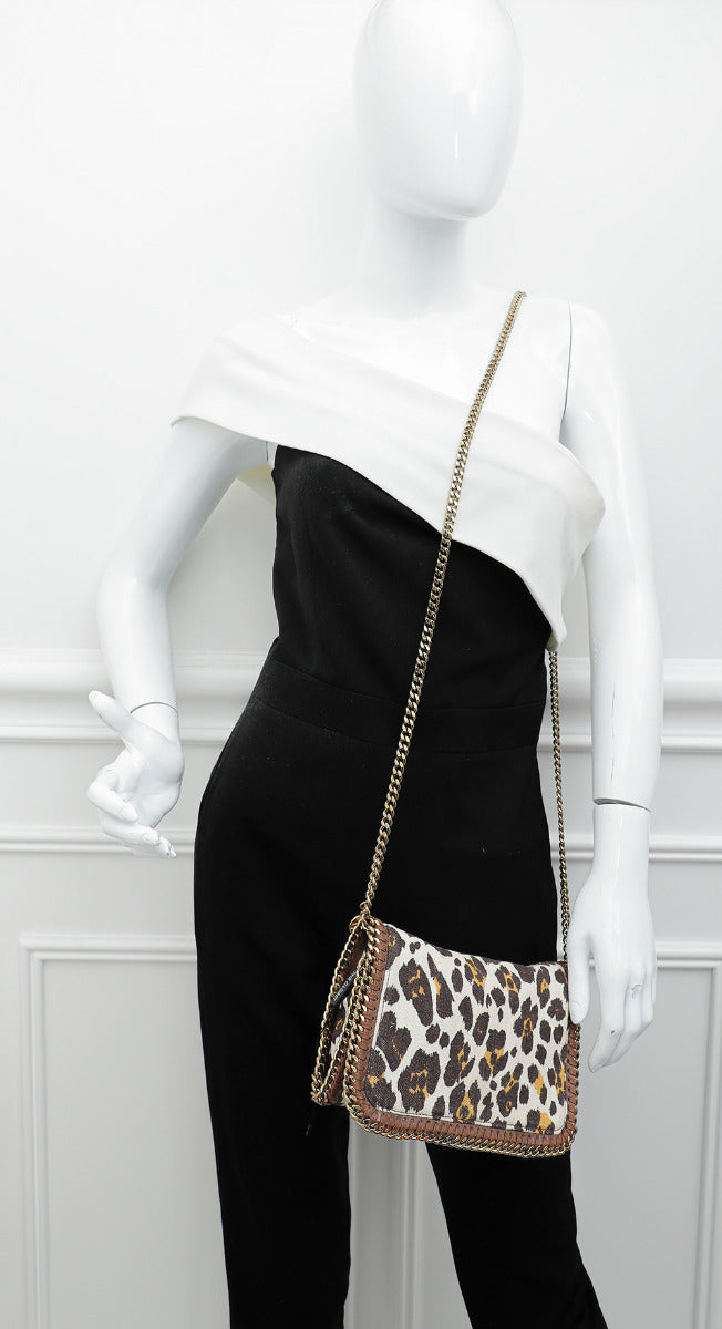 Stella McCartney Brown Leopard Print Chain Clutch-Stella Mccartney-THE CLOSET