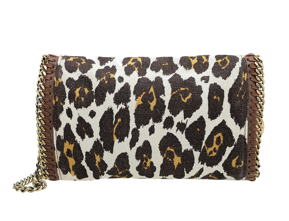 Stella McCartney Brown Leopard Print Chain Clutch-Stella Mccartney-THE CLOSET