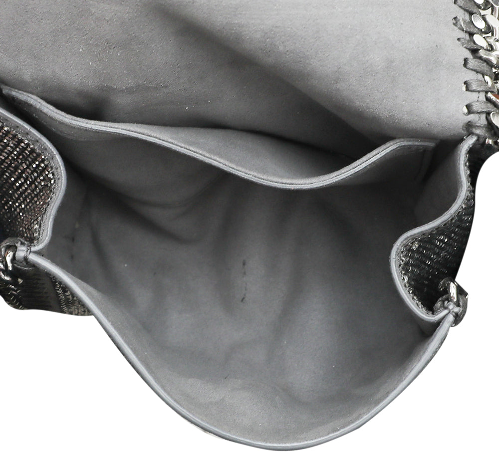 Stella Mccartney Grey Falabella Crystal Tiny Foldover Bag-Stella Mccartney-THE CLOSET