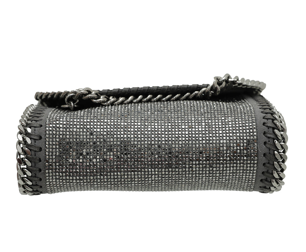 Stella Mccartney Grey Falabella Crystal Tiny Foldover Bag-Stella Mccartney-THE CLOSET
