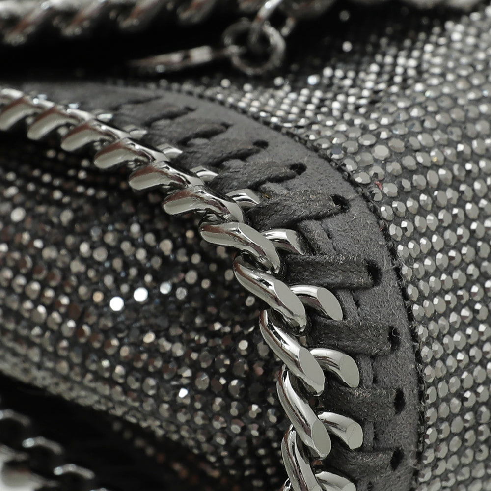 Stella Mccartney Grey Falabella Crystal Tiny Foldover Bag-Stella Mccartney-THE CLOSET