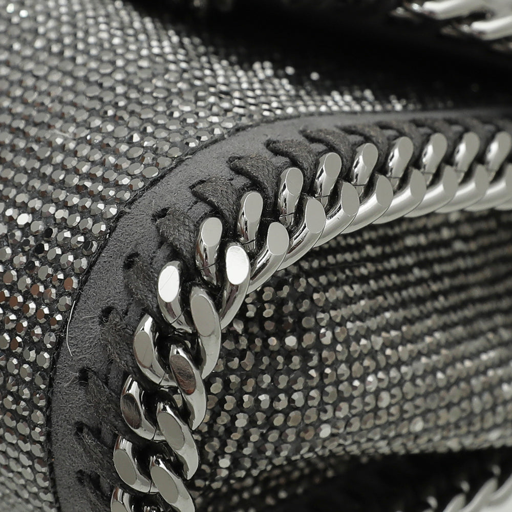Stella Mccartney Grey Falabella Crystal Tiny Foldover Bag-Stella Mccartney-THE CLOSET