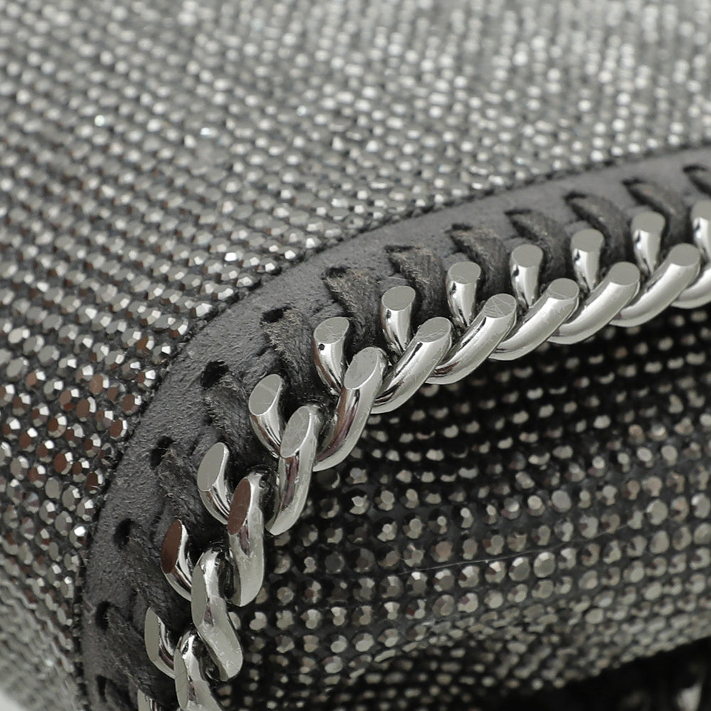 Stella Mccartney Grey Falabella Crystal Tiny Foldover Bag-Stella Mccartney-THE CLOSET