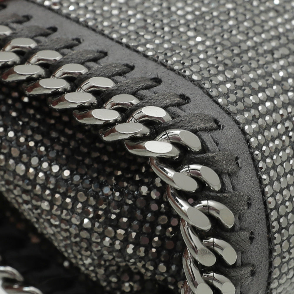 Stella Mccartney Grey Falabella Crystal Tiny Foldover Bag-Stella Mccartney-THE CLOSET
