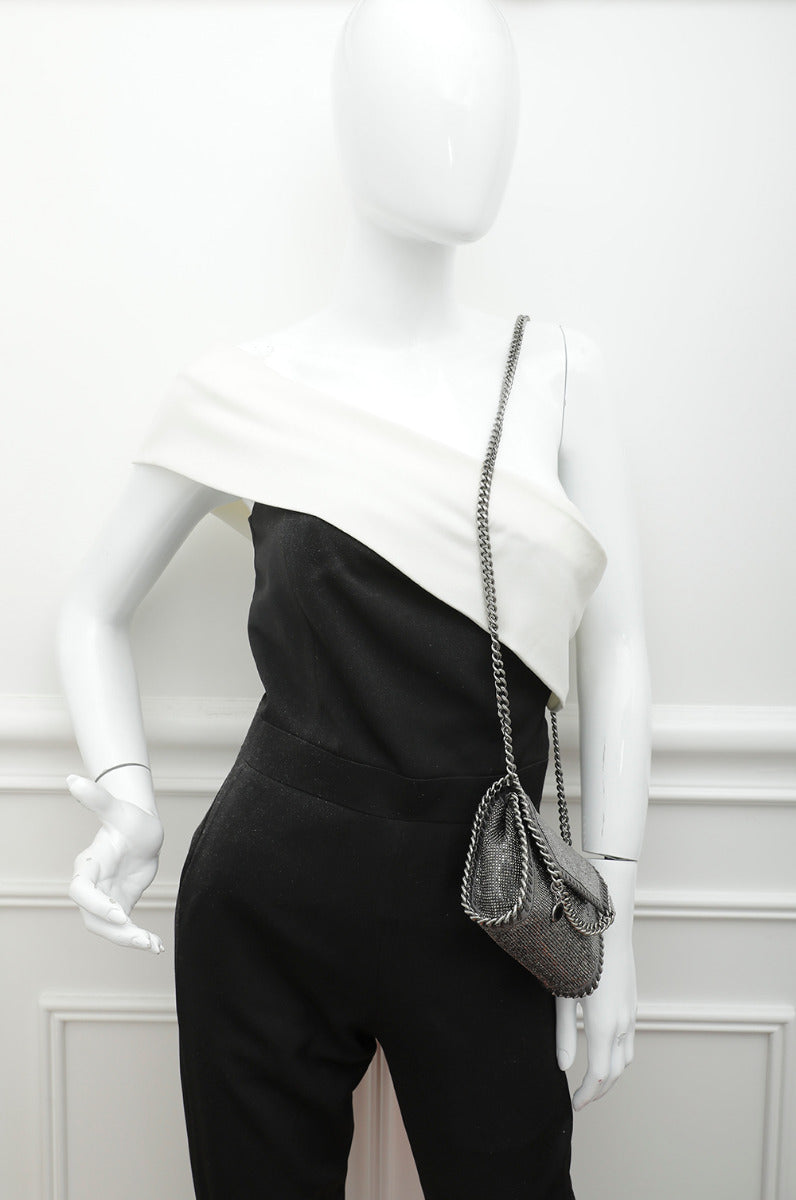 Stella Mccartney Grey Falabella Crystal Tiny Foldover Bag-Stella Mccartney-THE CLOSET