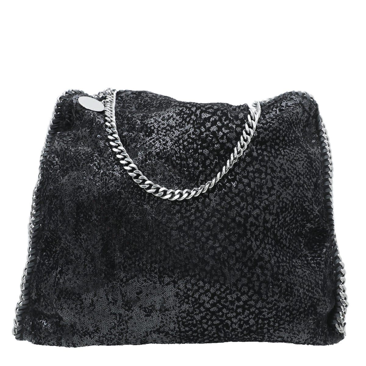Stella Mccartney Black Velvet Sequins Falabella Tote Bag-Stella Mccartney-THE CLOSET