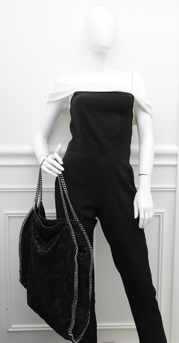 Stella Mccartney Black Velvet Sequins Falabella Tote Bag-Stella Mccartney-THE CLOSET